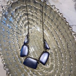 Alexis Bittar Blue Lucite and Silver Necklace